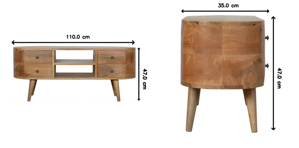 TV-ELEMENT mit 4 Schubladen und 2 Regalen - Messingfarben/Braun, Holz/Metall (110/47/35cm) - Artisan Furniture