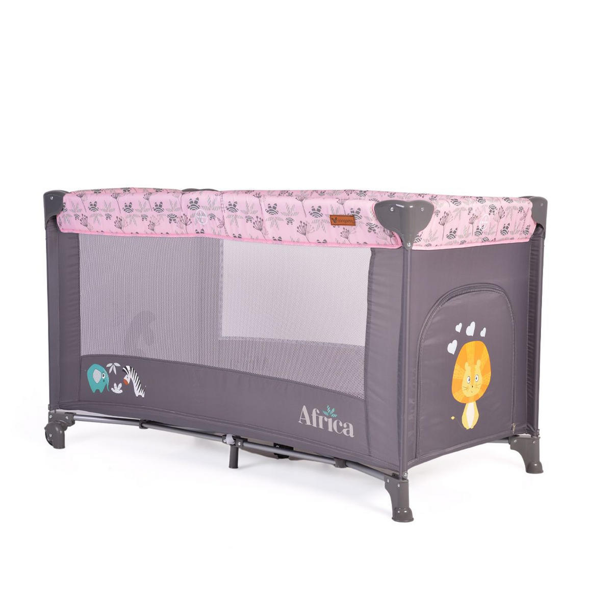REISEBETT Africa rosa Laufstall Seiteneingang Matratze Sichtfenster Tasche - Rosa, Kunststoff (60/120cm) - Cangaroo