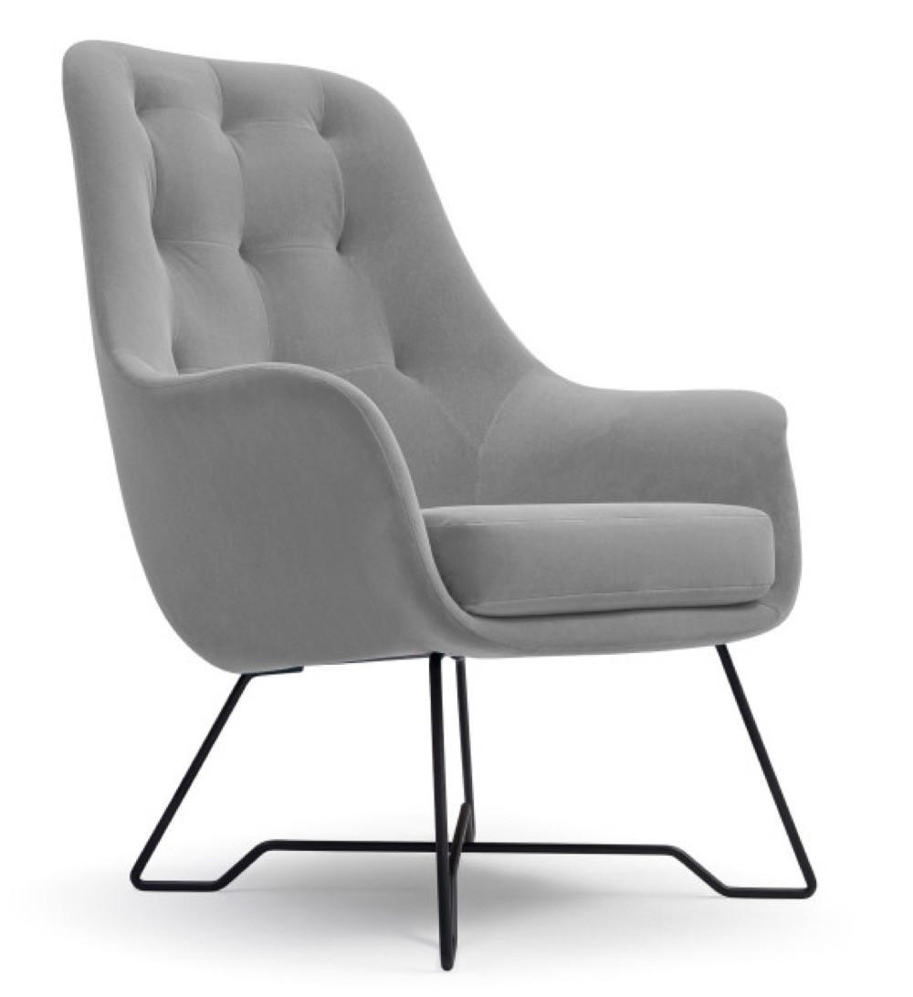 SESSEL Hellgrau ENZO Gepolstert Mit Gestepptem Rückenlehne - Grau, Textil (72.5/101.5/83cm) - Sepro Meble