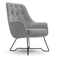 SESSEL Hellgrau ENZO Gepolstert Mit Gestepptem Rückenlehne - Grau, Textil (72.5/101.5/83cm) - Sepro Meble