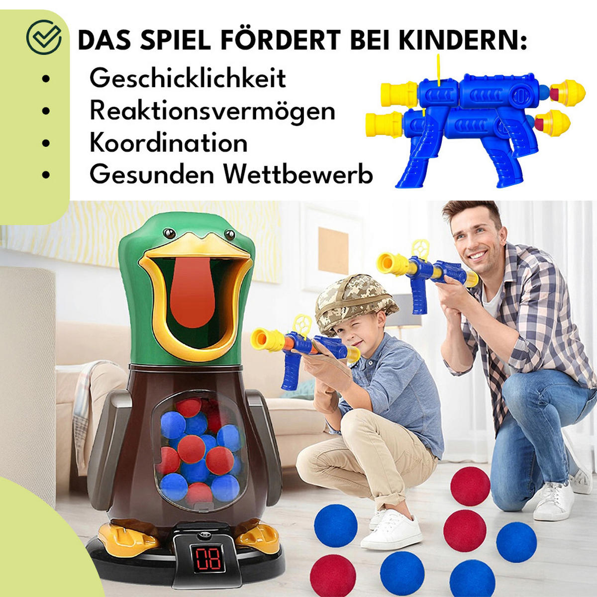 SPIELZEUG Geschicklichkeitsspiel Ente - Multicolor, Kunststoff (16/29/16cm) - KRUMAD