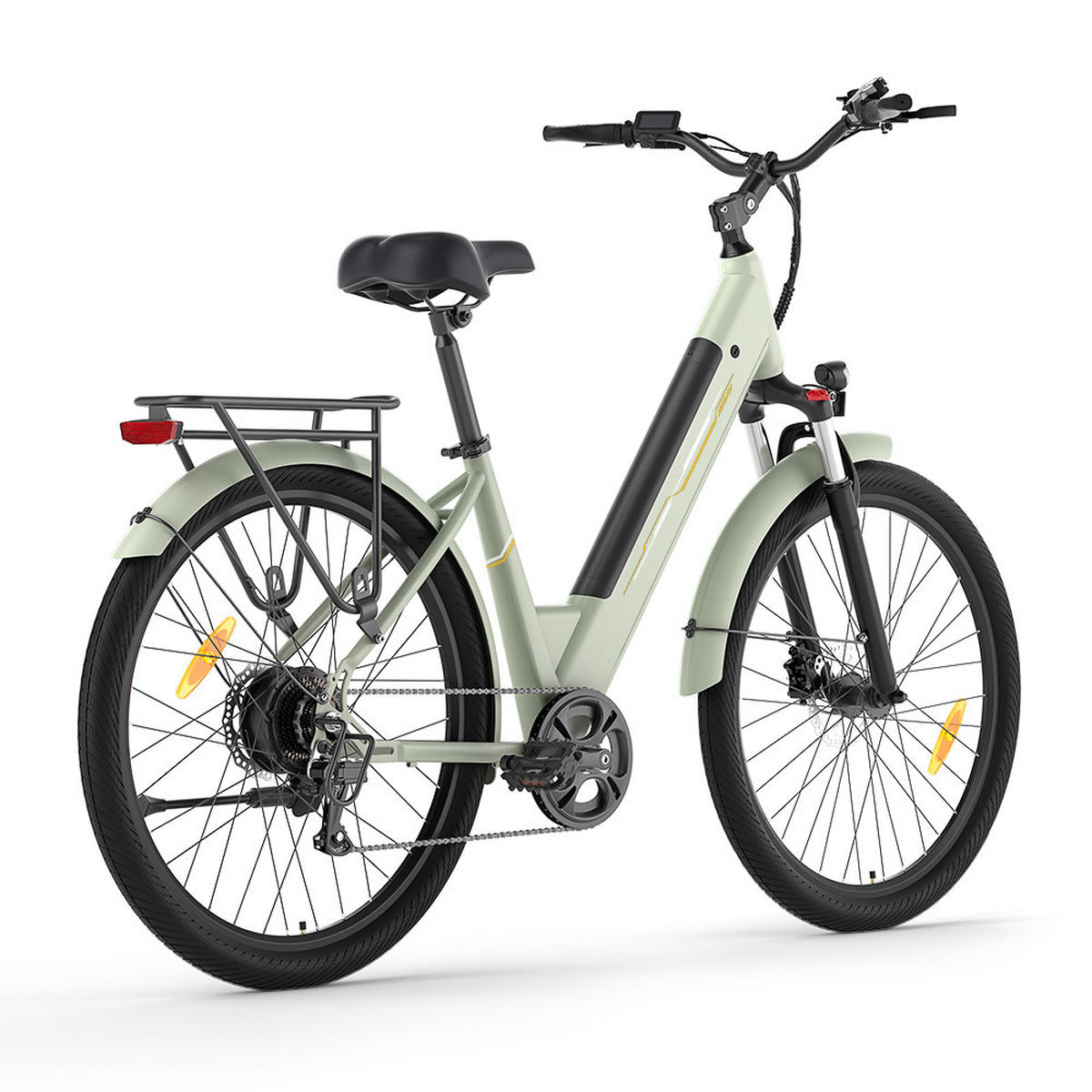 E-BIKE Grün – 100 km Reichweite, 250W Motor, Komfort & Sicherheit - Hellgrün, Metall (25cm) - Touroll