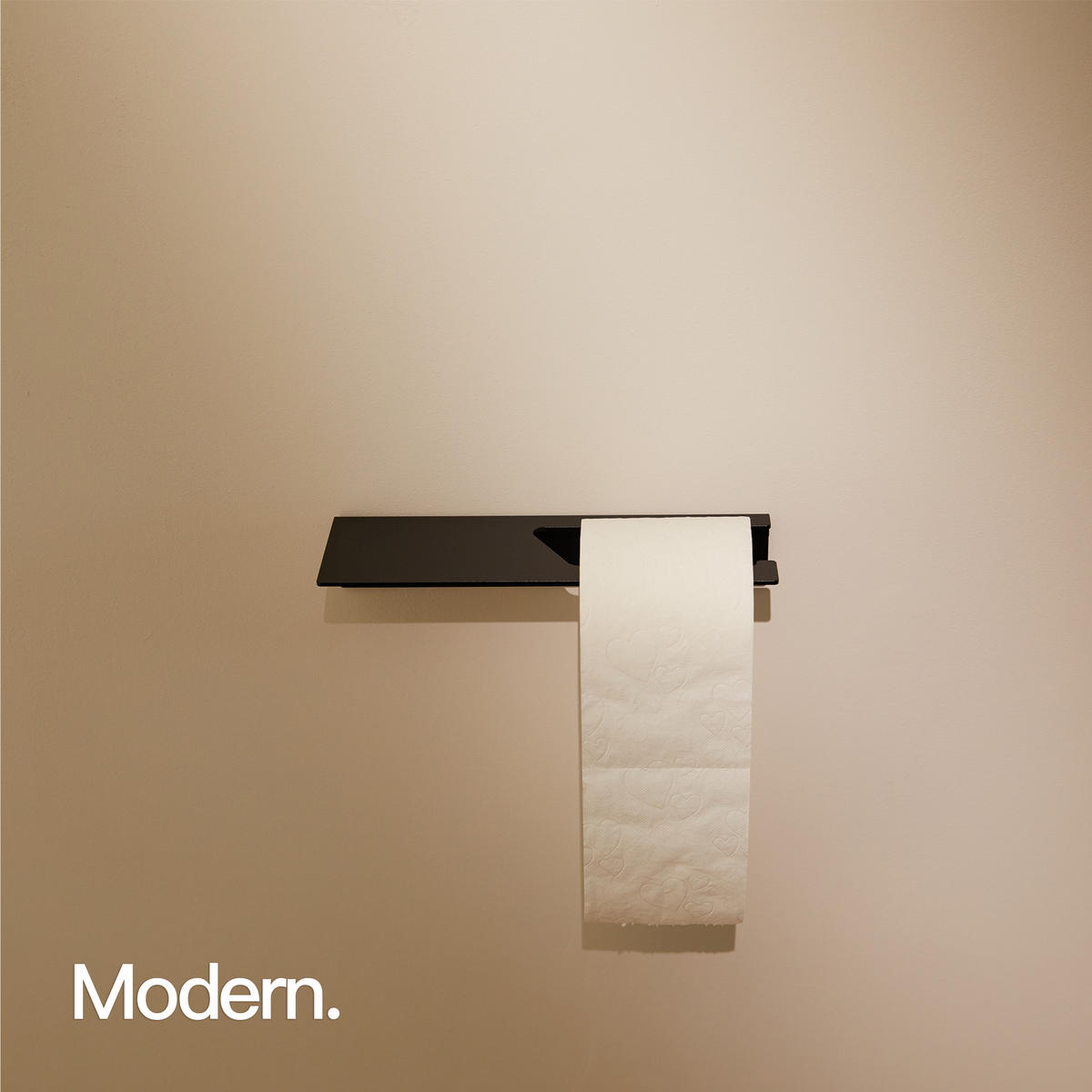 TOILETTENPAPIERHALTER OHNE BOHREN mit Ablage Schwarz - Schwarz, Metall (27/5/10cm) - Designfabrik Hamburg