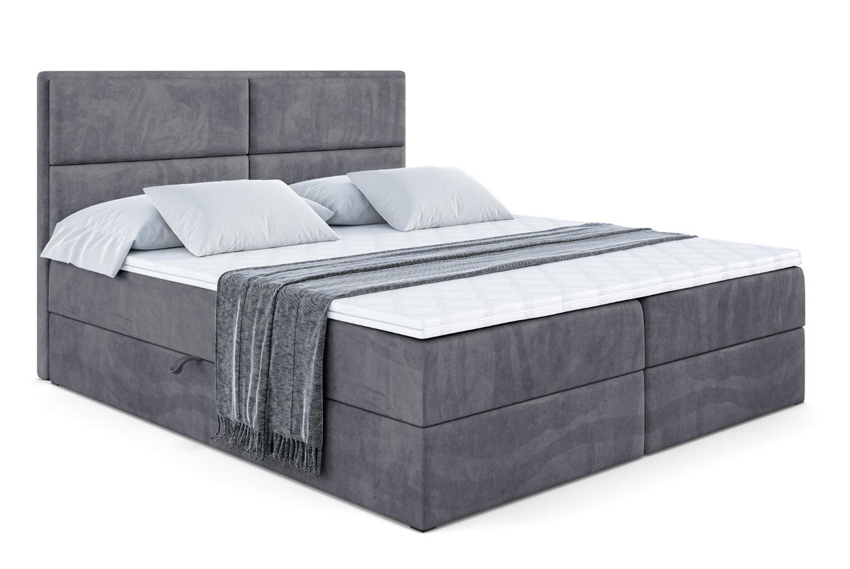 BOXBETT mit Matratze H4 und Lattenrost - AURA - 180x200 - H4 - Dunkelgrau - Dunkelgrau, Holzwerkstoff (180/200cm) - ALTDECOR