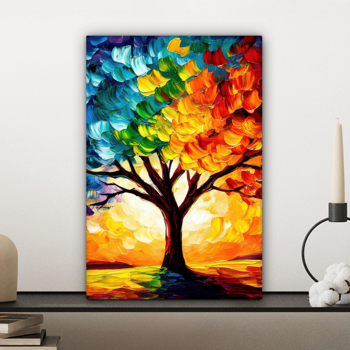 LEINWANDBILD - Baum - Kunst - Natur - Sonnenuntergang - 20x30 - Bilder - Multicolor, Textil (20/30cm) - MuchoWow