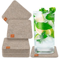 GLASUNTERSETZER mit Lederlabel 10er-Set - Beige, Textil (10/10cm) - Miqio Design