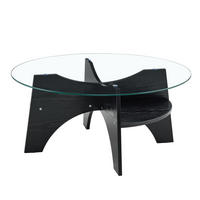 BEISTELLTISCH 80/36 cm mit Glasplatte und fächerförmigem Gestell - Schwarz, Holzwerkstoff (80/80/36cm) - BEAOK