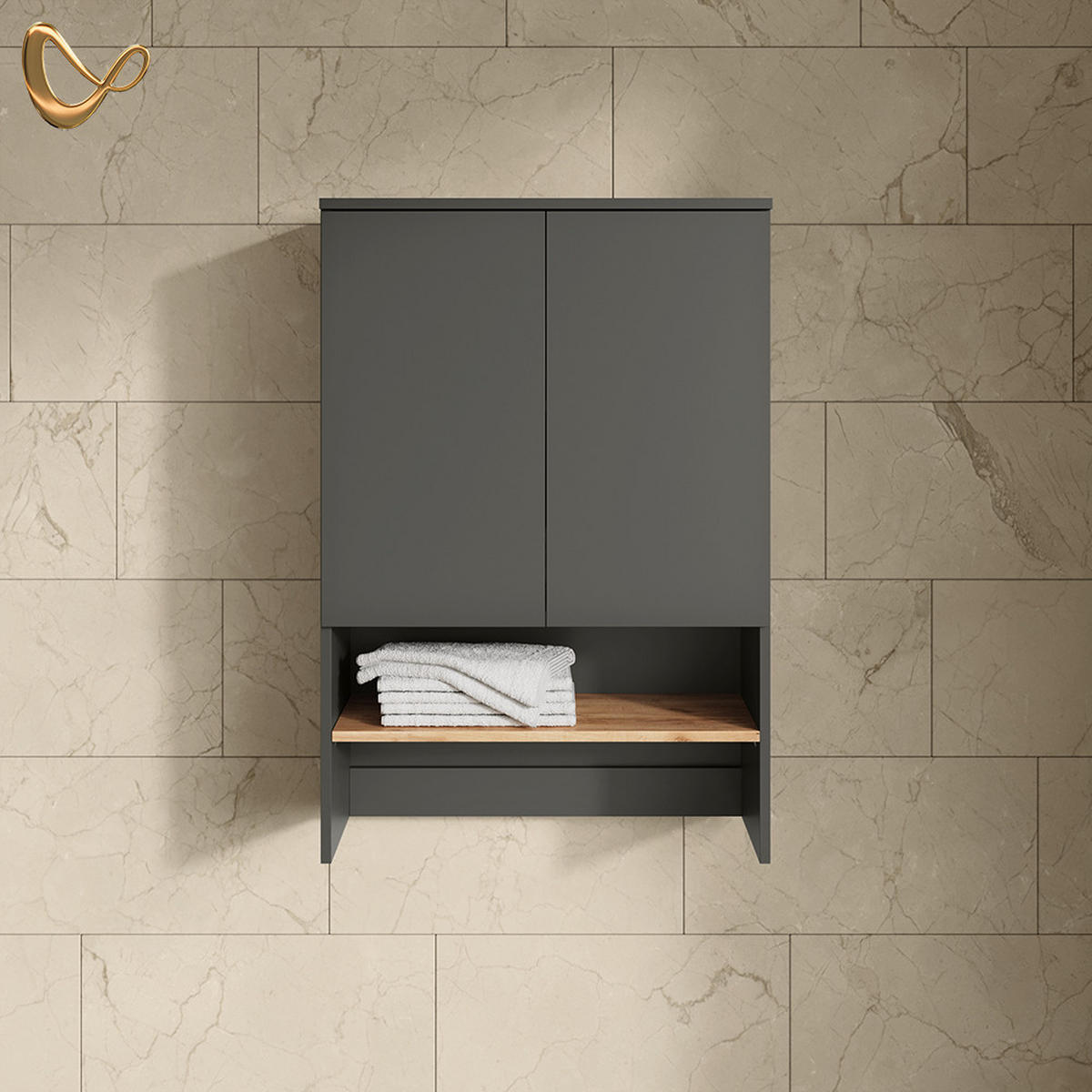 WASCHMASCHINENSCHRANK Paolina Anthrazit/Goldkraft Eiche 68 x 100.4 cm - Anthrazit/Eiche Wotan, Holzwerkstoff (68/100.4/29cm) - Livinity®