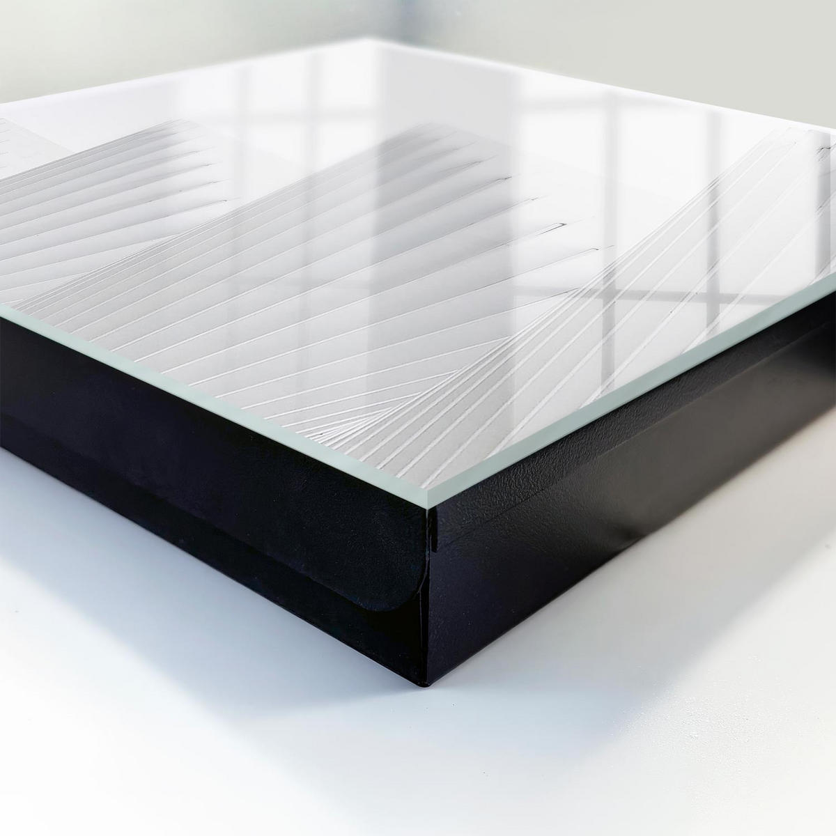 SCHLÜSSELBOX Schwarz 30x30 cm- Türöffnung nach rechts - Abstrakte Architektur - Weiß, Metall (30/30/5cm) - TULUP