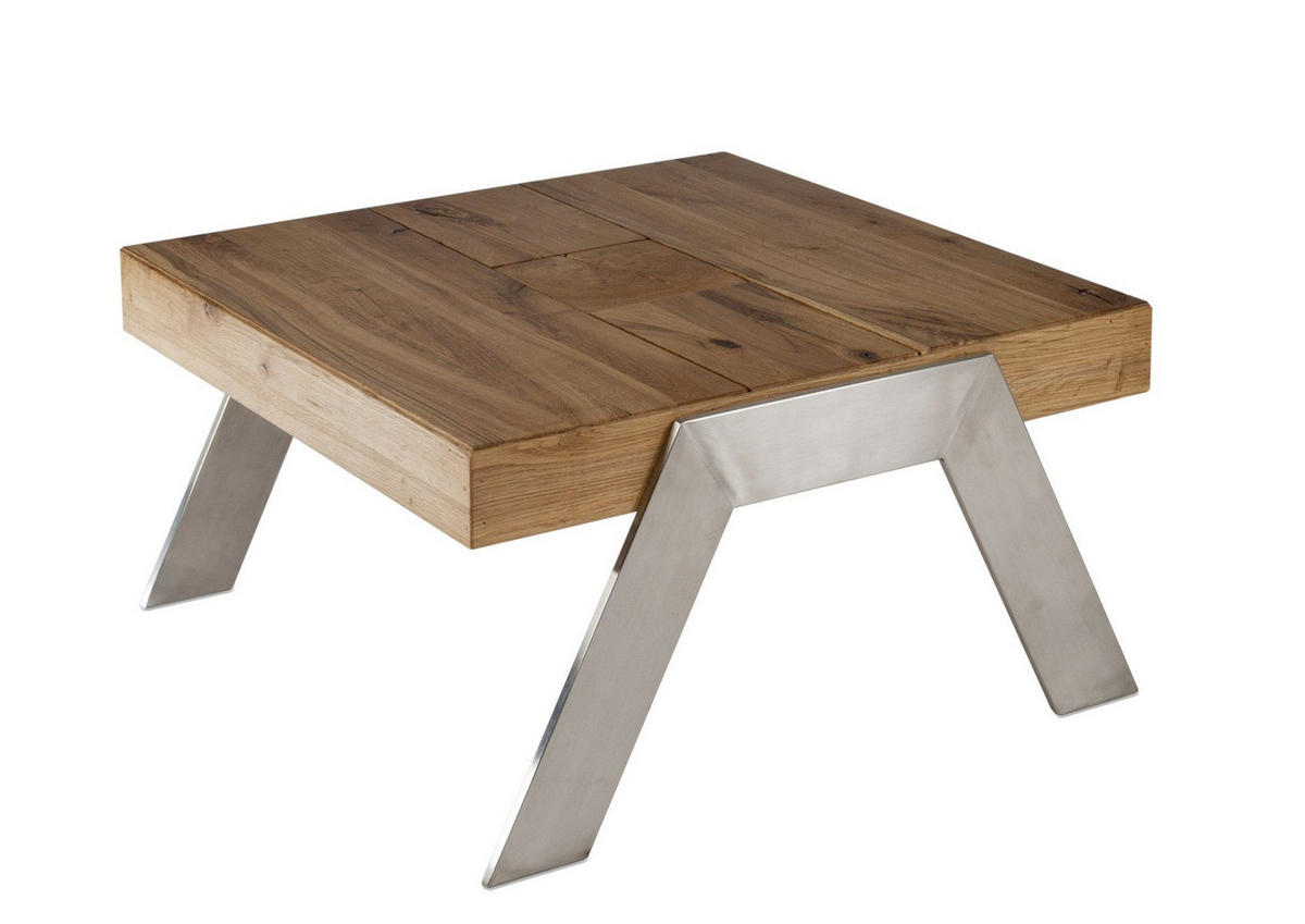 COUCHTISCH Chaitra 82x80x45 ohne Funktion Edelstahl/Wildeiche Antik - Braun, Holz (82/80/45cm) - 58aufmkessel