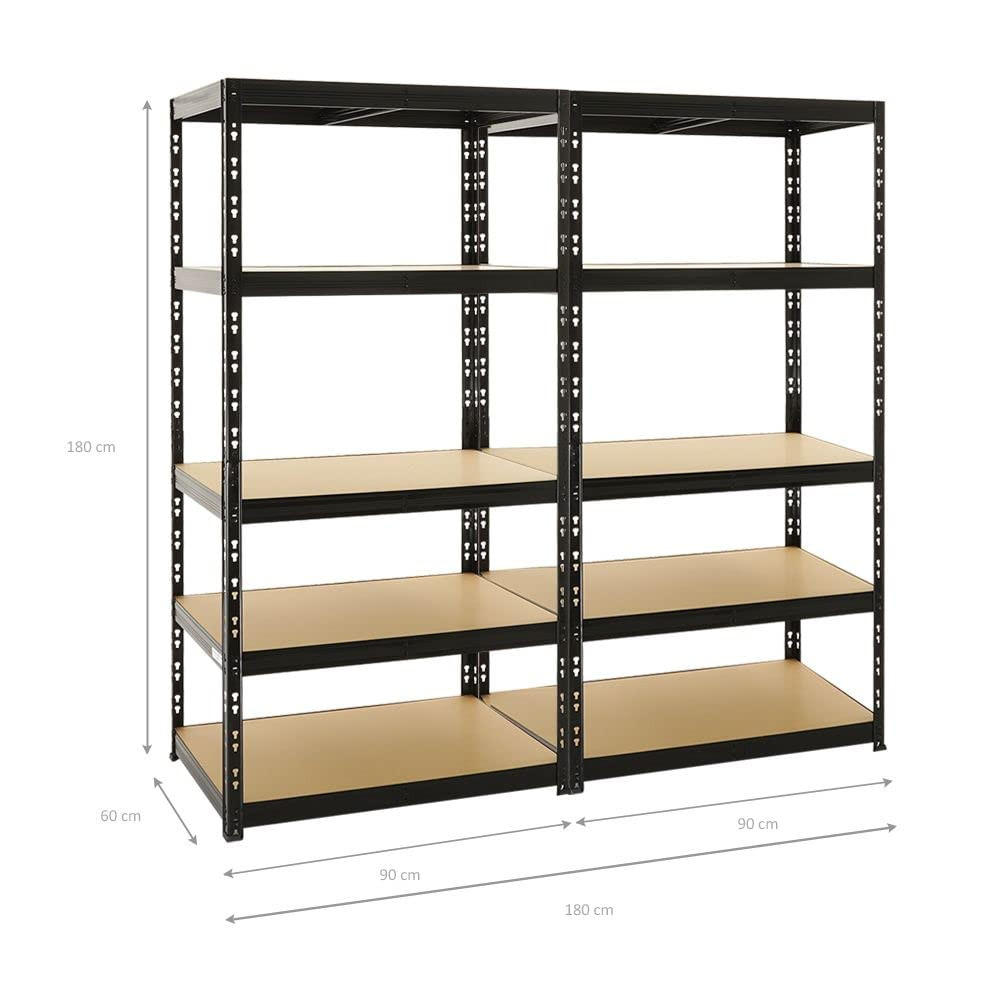 SCHWERLASTREGAL Tiger 2er-Set mit 2x 180x90x60 cm Fachlast 265 kg Schwarz - Schwarz, Metall (180/180/60cm) - PROREGAL