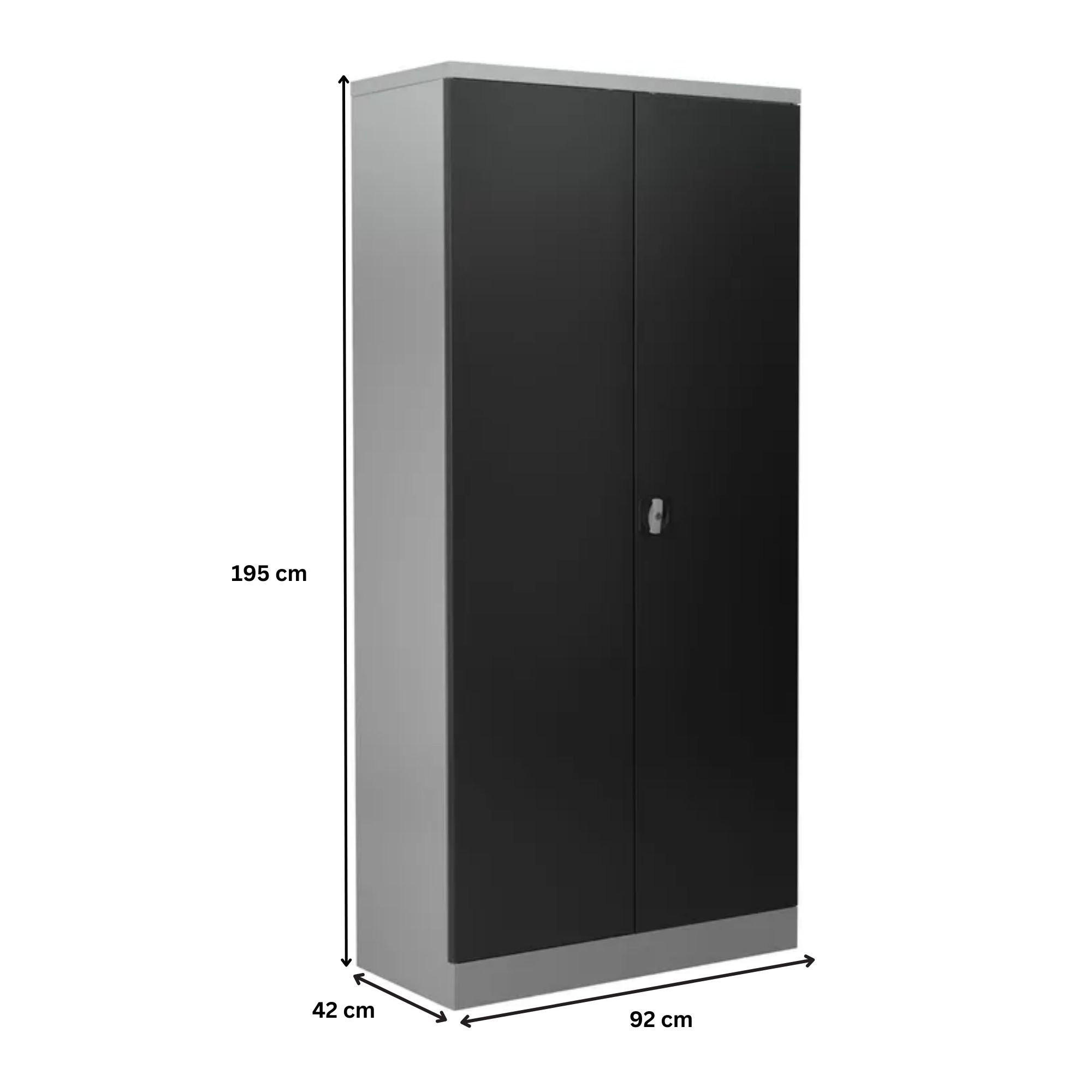 STAHLSCHRANK Bee mit 9 lackierten Fachböden 195x92x42 cm Korpusfarbe Lichtgrau Frontfarbe Anthrazit - Anthrazit, Metall (92/195/42cm)