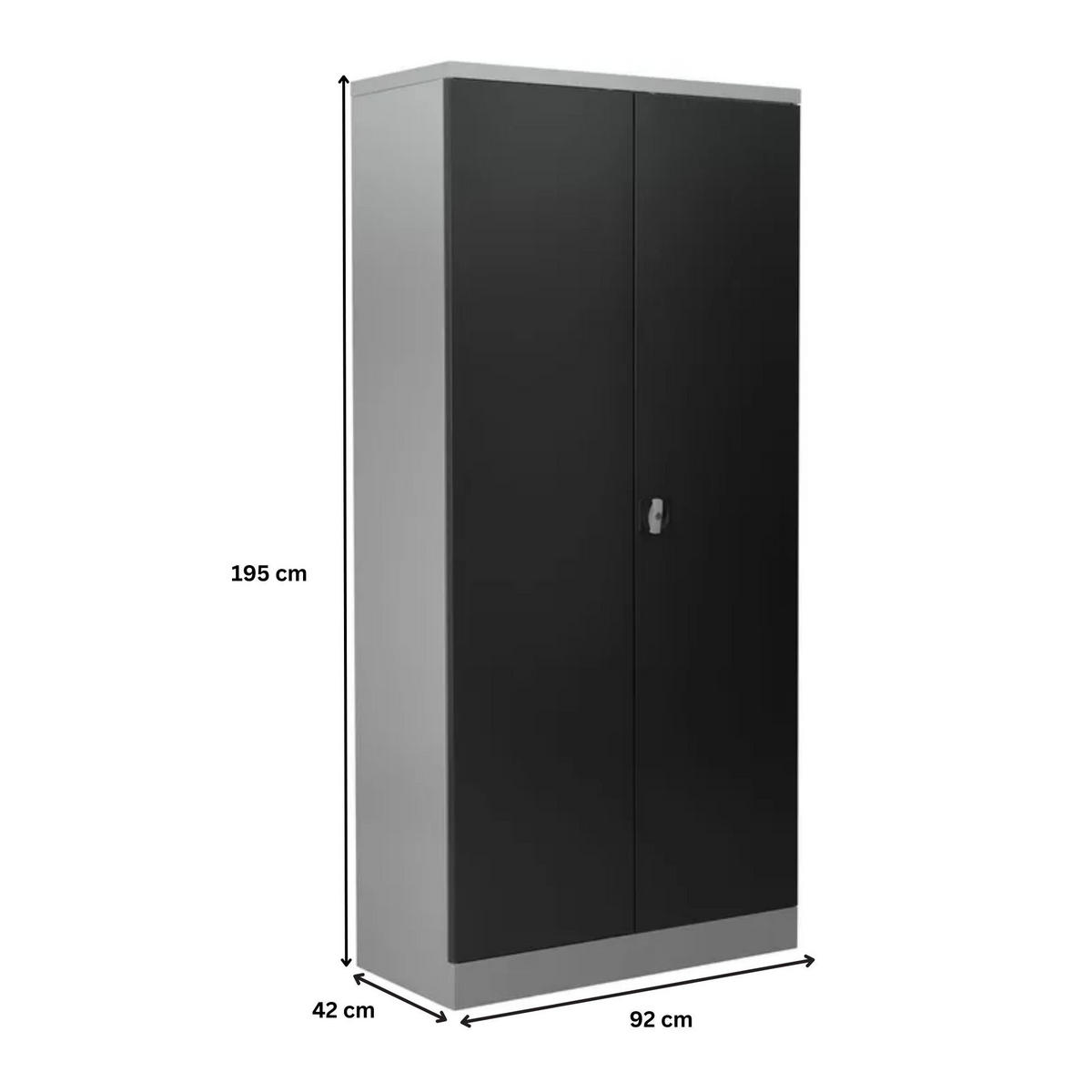 STAHLSCHRANK Bee mit 6 lackierten Fachböden 195x92x42 cm Korpusfarbe Lichtgrau Frontfarbe Anthrazit - Anthrazit, Metall (92/195/42cm)