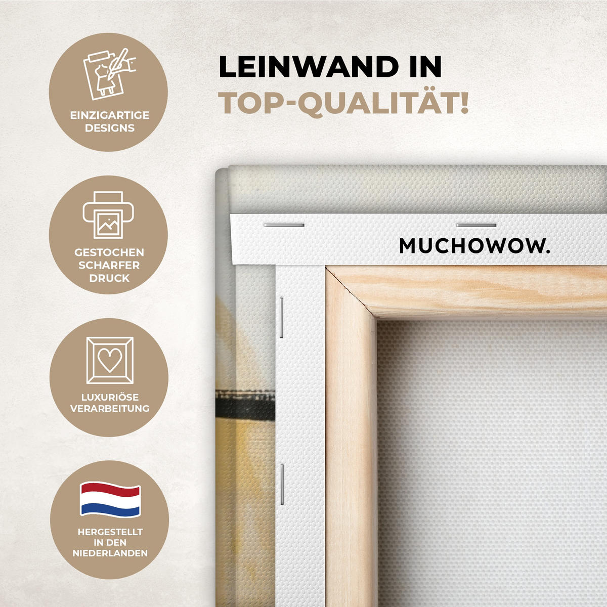 LEINWANDBILD Farbe - Abstrakt - Farben Deko Groß 90x90 cm - Currygelb, Textil (90/90cm) - MuchoWow