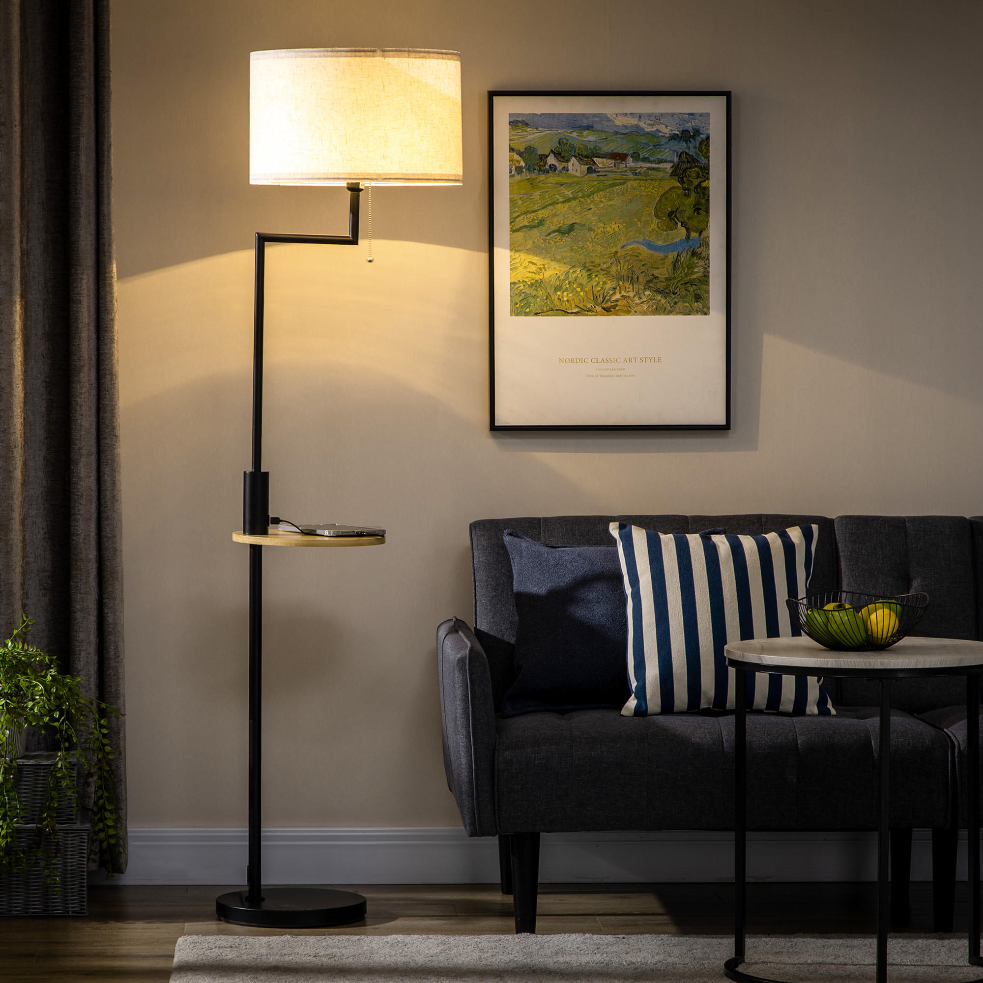 STEHLEUCHTE, Stehlampe, Stahl, Creme - Weiß, Metall (40/40/168cm) - HOMCOM