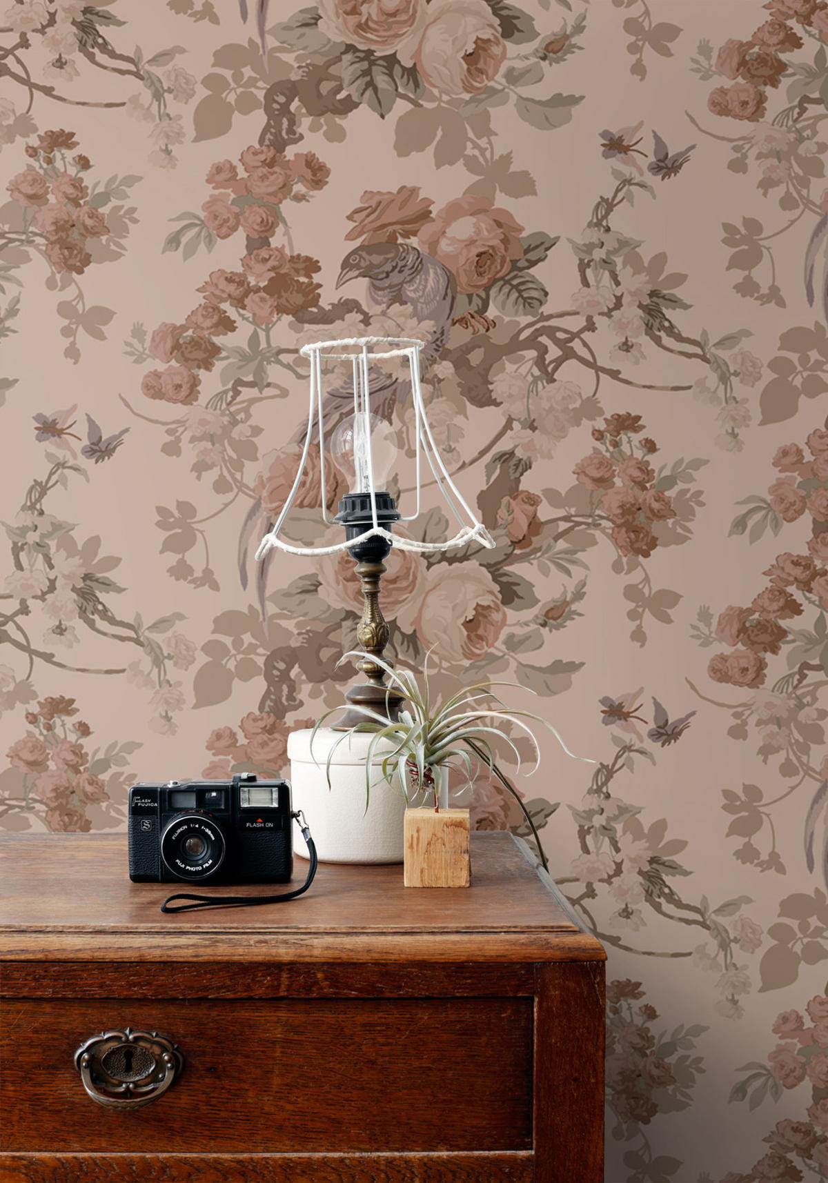 TAPETE Blumen und Vögel 50 x 900 cm - Pink, Papier (50/900cm) - ESTAhome