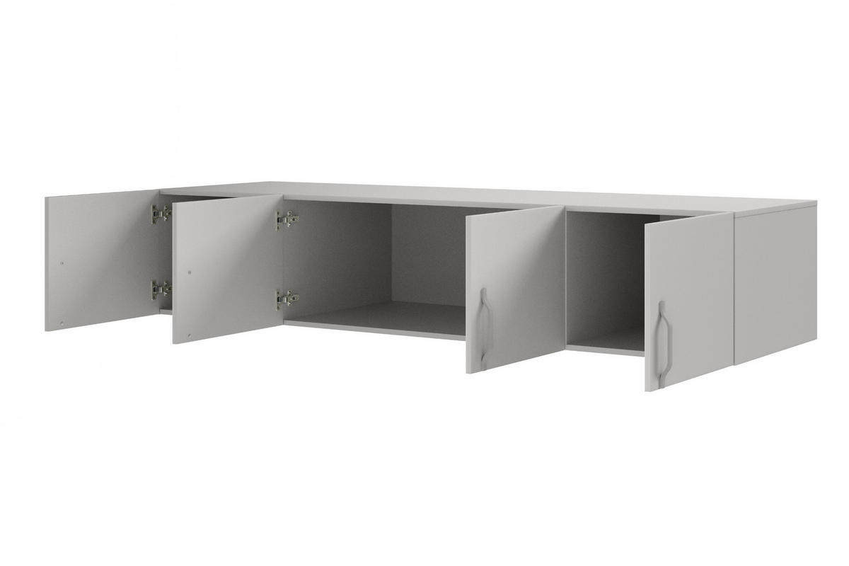 AUFSATZSCHRANK BRISSO BRN1 200/40/60,5 cm in Platingrau mit Metallgriffen - Grau, Holzwerkstoff/Metall (200/40/61cm) - Deine Möbel 24