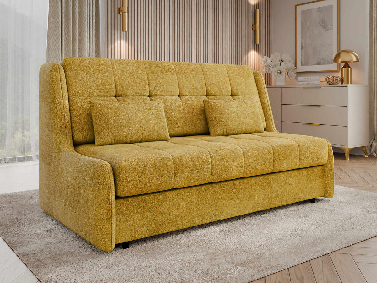 SCHLAFSOFA Viva Elite IV - Gelb/Schwarz, Holz/Metall (166/85/98cm) - MIRJAN24