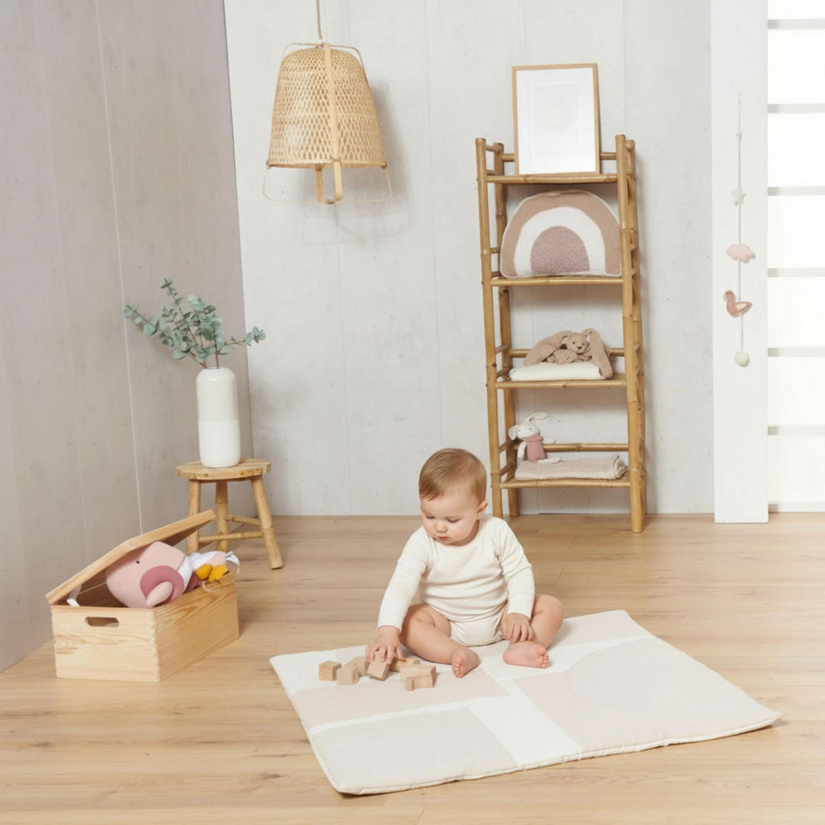 KRABBELDECKE Babydecke Laufstalldecke Patchwork Babydecke Musselin 100x100cm - Naturfarben, Textil (100/100cm) - nordic coast company