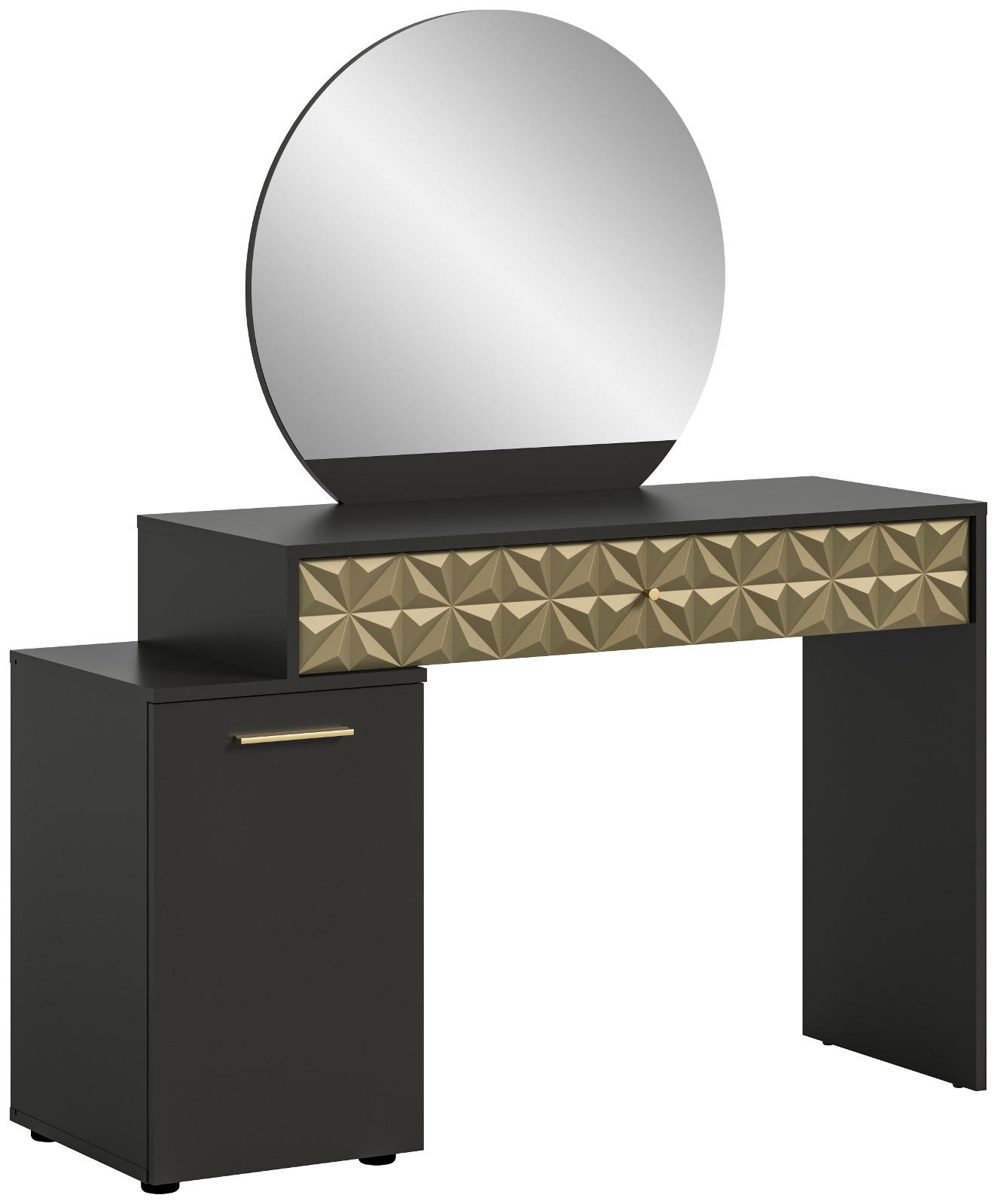 Inn.Furn Schminktisch Schwarz, Gold 117x137x42 cm