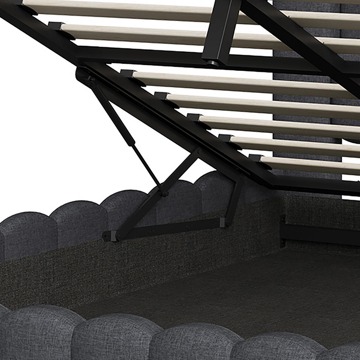 POLSTERBETT Modern 140/200 cm mit Bettkasten LED & USB Leinenoptik Grau - Grau, Textil (140/200cm) - Creahappy