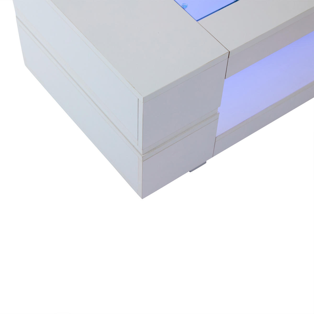 COUCHTISCH 100/50/35 cm weiß mit LED-Beleuchtung und App-Steuerung - Weiß, Holzwerkstoff (100/50/35cm) - OKWISH