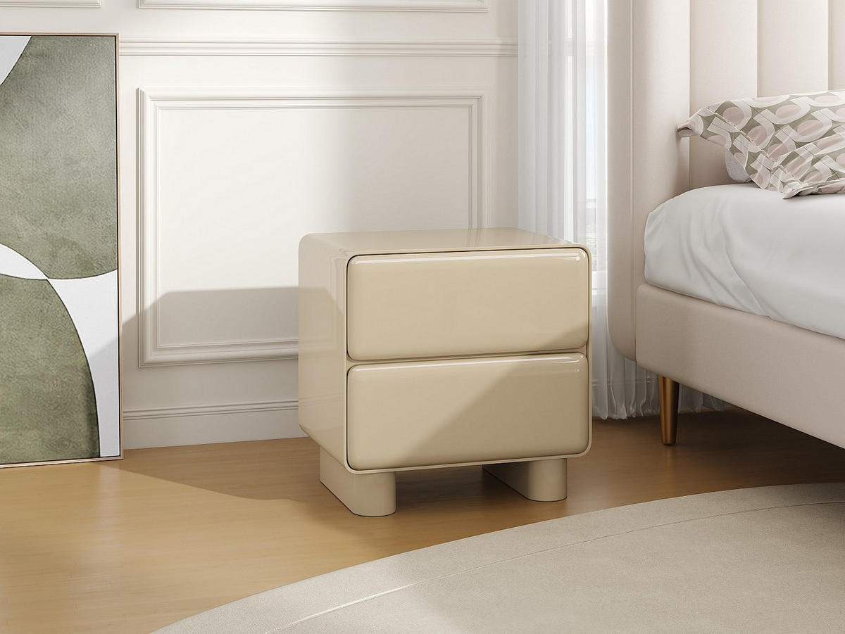 NACHTTISCH - 56.5 cm x 42.5 cm - Holz, Platte - Beige - AUNELA - Beige, Holz (56.5/56.5/42.5cm) - Vente-Unique