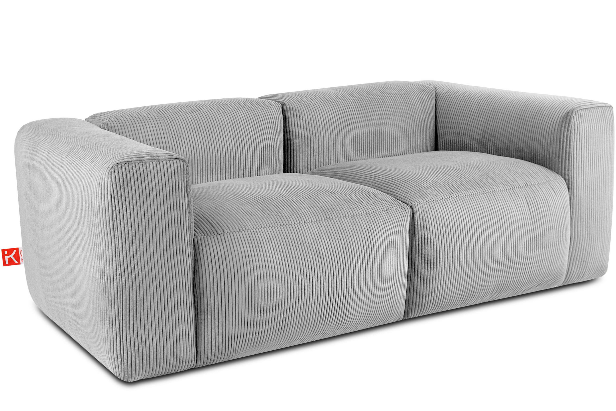 2-SITZER-MODULSOFA BUFFO mit extrem weicher und bequemer Sitzfläche, Kordstoff, hellgrau - Hellgrau, Textil (210/73/96cm) - KONSIMO®