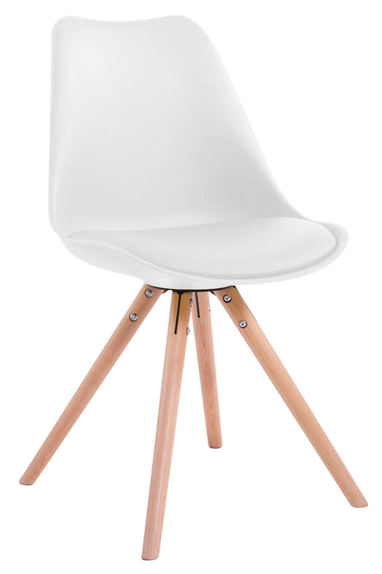 STUHL Lederlook weiß - Eukalyptusholzfarben/Weiß, Holz/Textil (48/83/56cm) - CLP