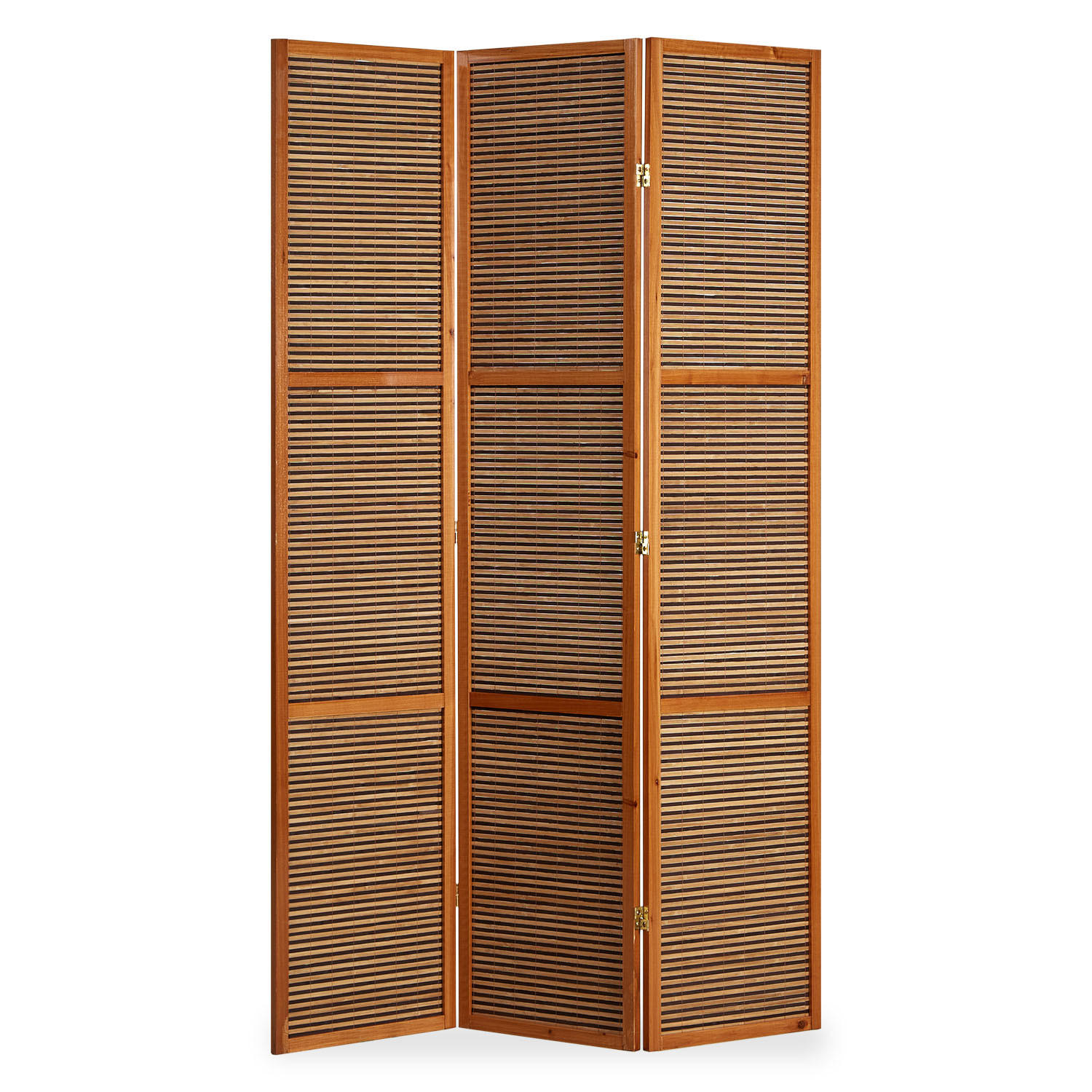 PARAVENT 3-tlg. 120/200 cm Braun Bambusstreben - Braun, Holz (120/200/2cm) - Homestyle4u