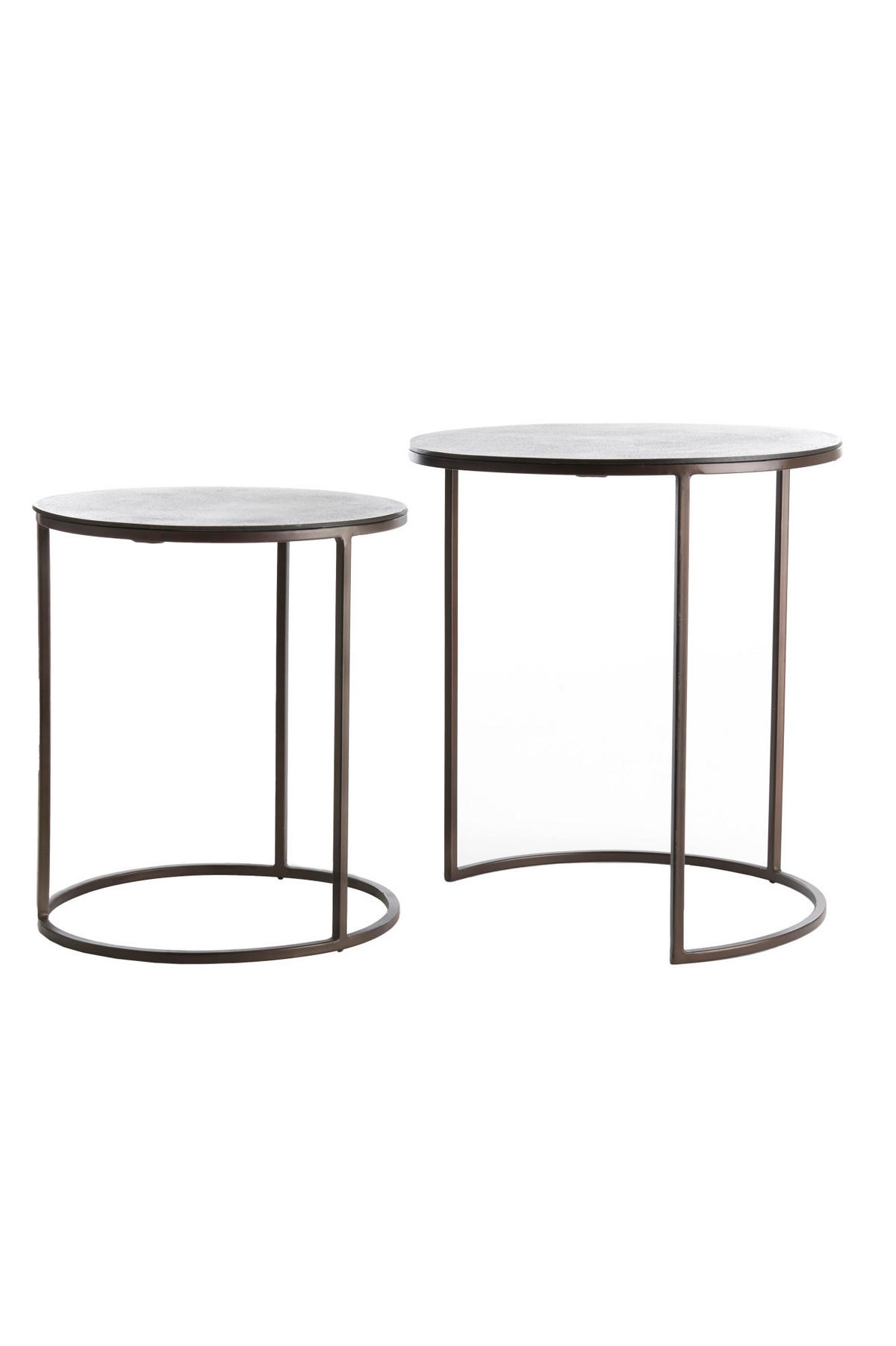 BEISTELLTISCH Talca Braun Ø49/52 cm 2er-Set - Braun, Metall (49/49/52cm) - Light & Living