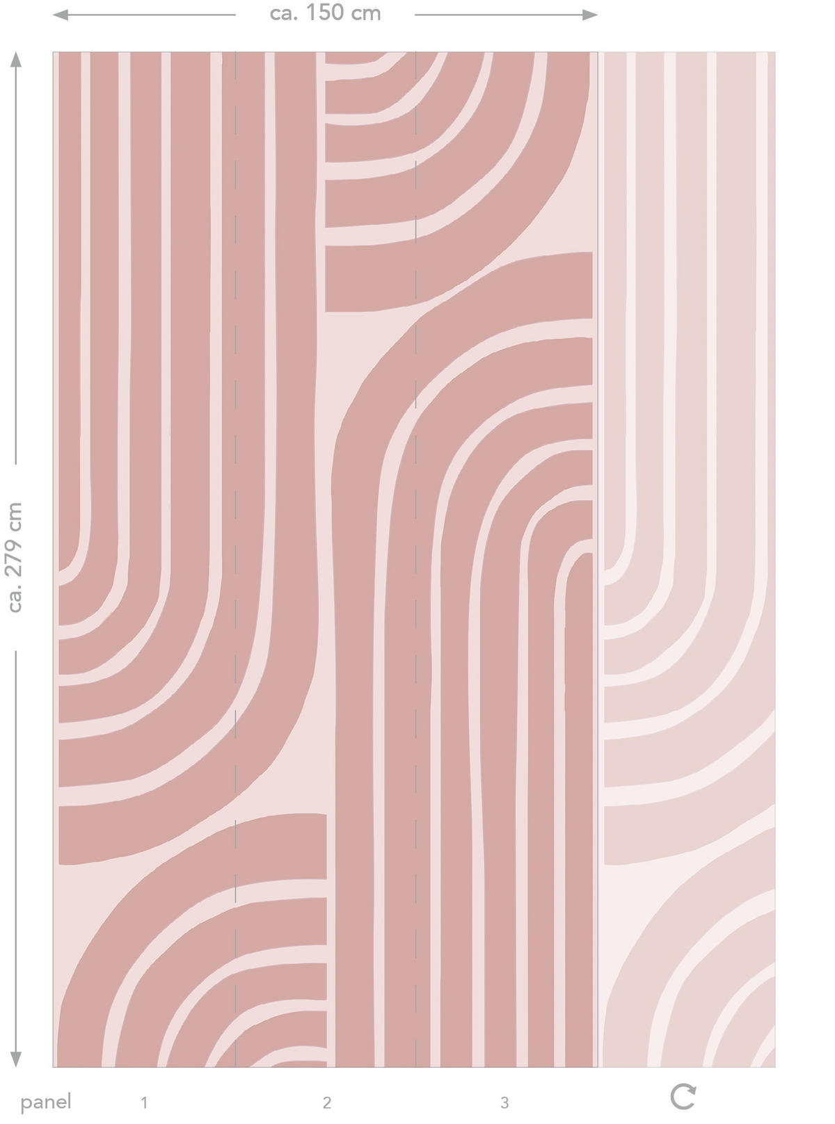FOTOTAPETE Art Decó Muster 150 x 279 cm - Pink, Papier (150/279cm) - ESTAhome