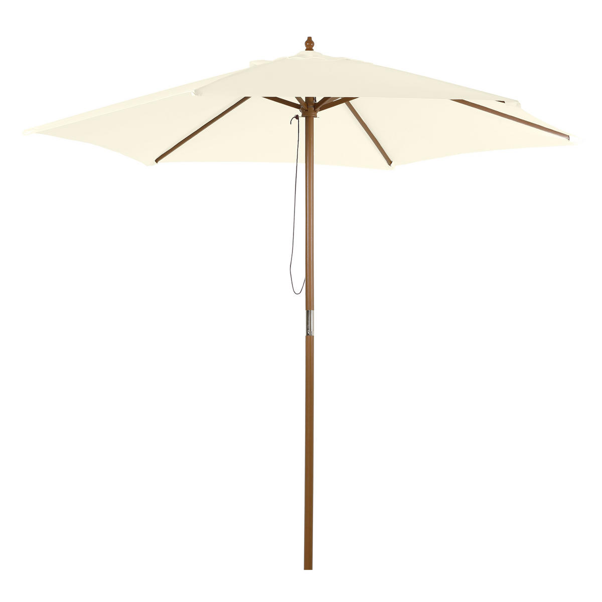 SONNENSCHIRM DE-05581 Seilzug, Bambus, windfest Weiß - Weiß, Holz (250/250cm) - ComfortXL