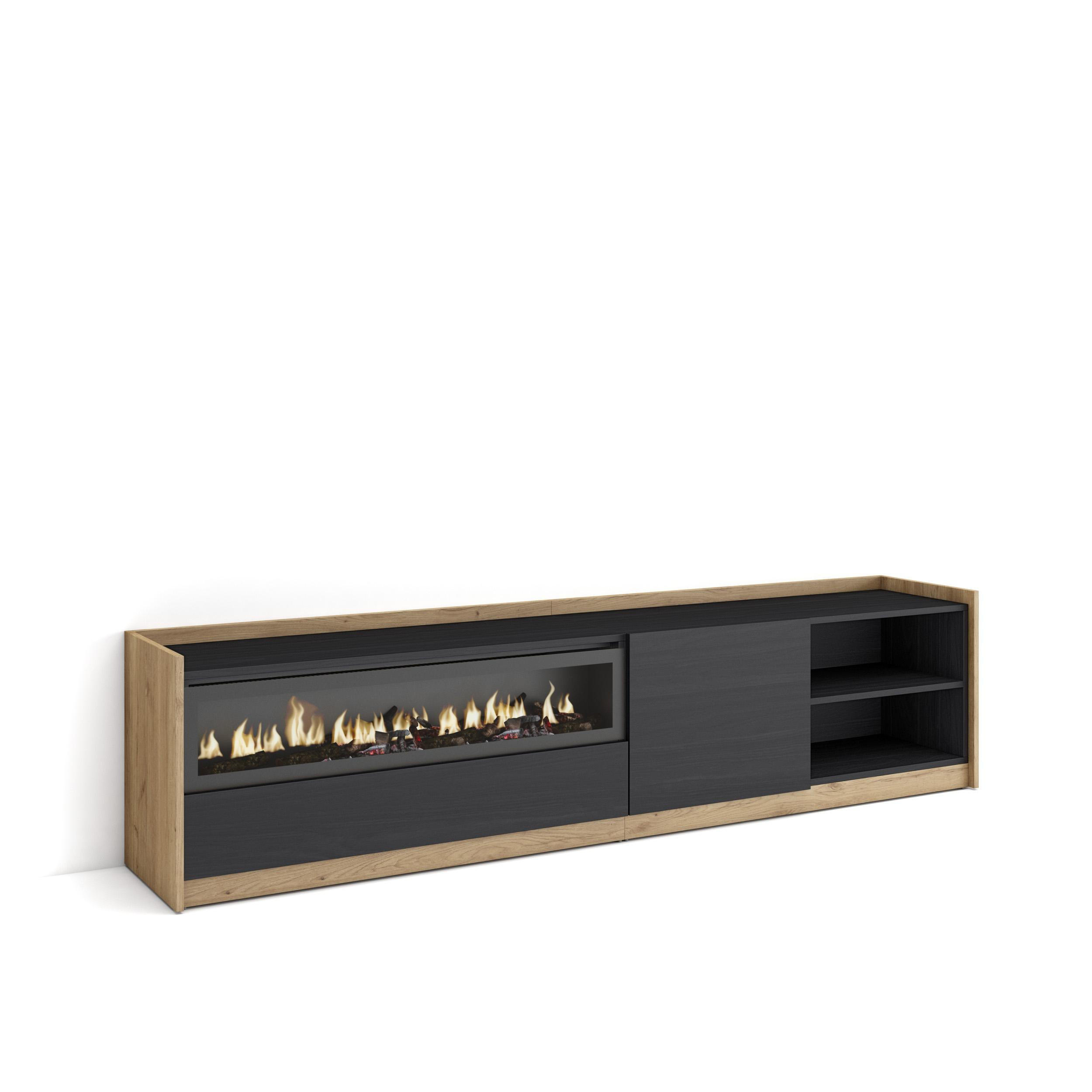 Skraut Home Lowboard, Schwarz 207x50x37 cm