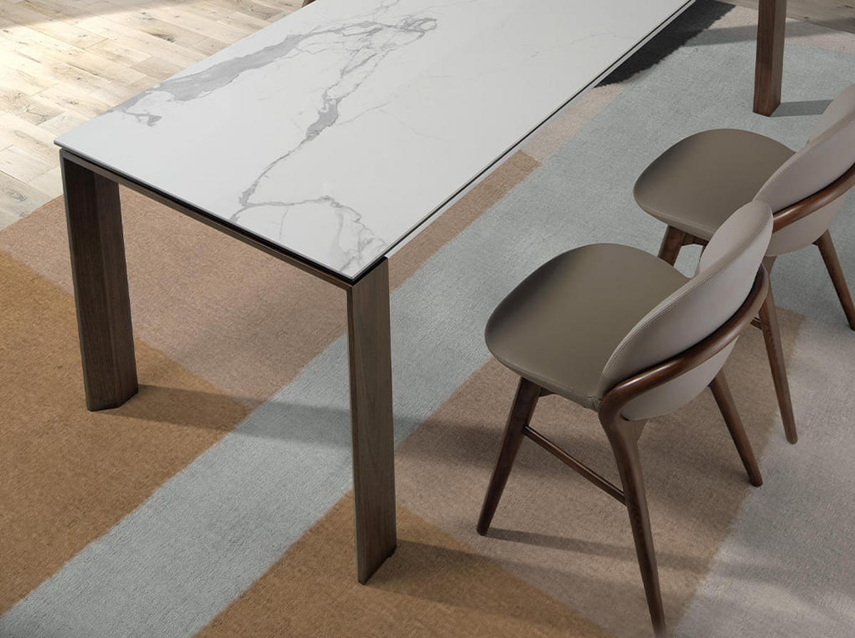 STUHL aus nerzfarbenem Stoff 47/59/81 cm - Taupe/Fango, Leder/Holz (47/81/59cm) - ANGEL CERDA