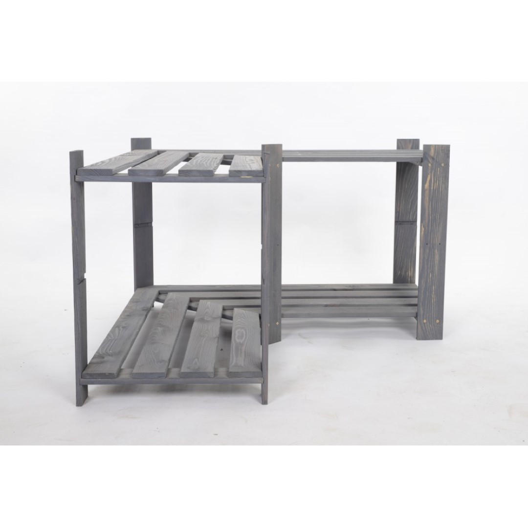 ECKREGAL PINEPEAK 50x85x38cm 2 Fachboden 1,2cm dickes Kiefernholz Grau - Grau, Holz (85/50/38cm) - PROREGAL