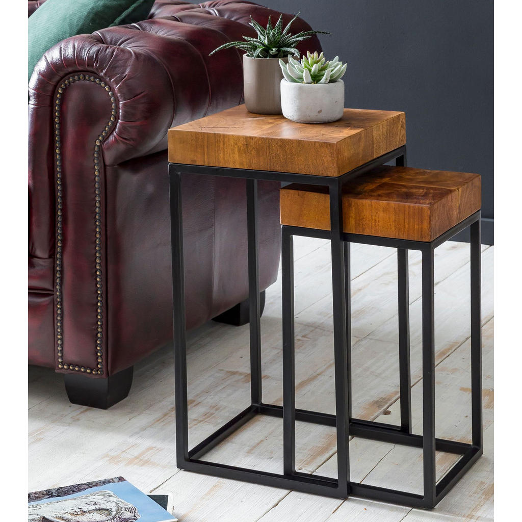 Thumbnail - Kadima Design Beistelltisch, Braun, Holz, Echtholz, Quadratisch,Quadratisch, Stativgestell, 30x60x30 cm, Wohnzimmer, Woh...