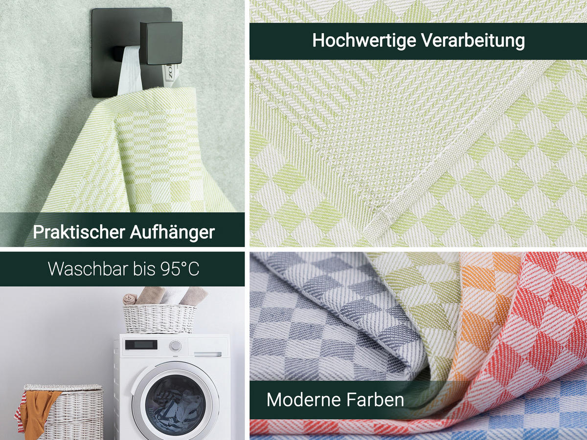 GESCHIRRTÜCHER, 10er-Set, 46x70 cm, 100% Baumwolle, Grün - Salbeigrün, Textil (46/70cm) - Zollner