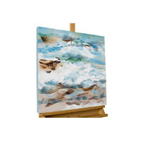 ACRYLBILD HANDGEMALT 60/60 cm - Blau/Beige, Holz/Textil (60/60cm) - KUNSTLOFT