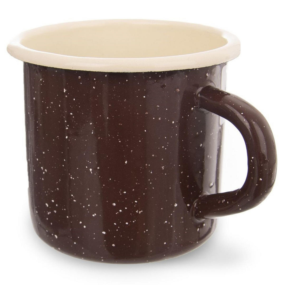 EMAILLETASSE BRAUN, Emaille, braun, 400 ml - Weiß, Metall (0.4L) - Orion 