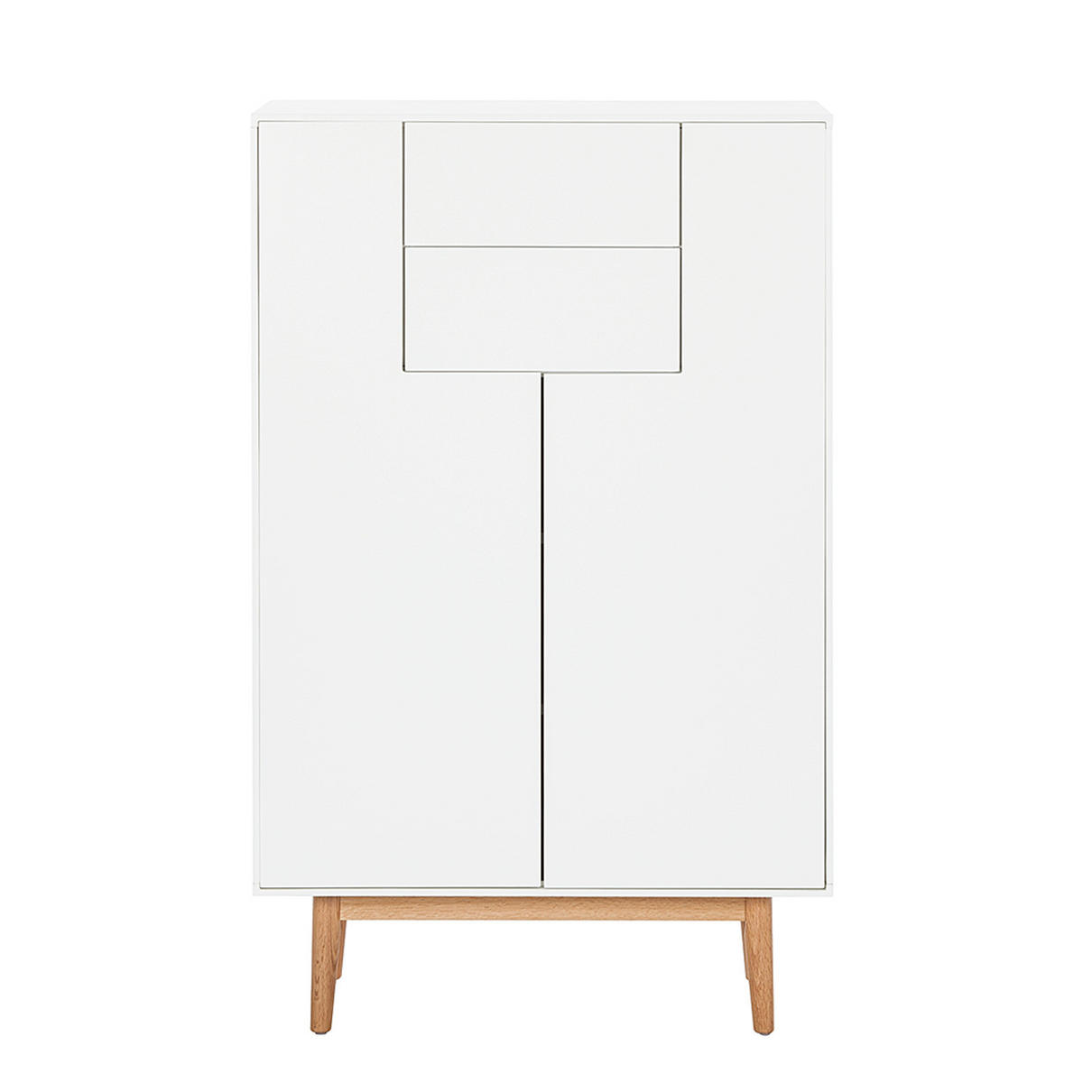 HIGHBOARD mit 2 Schubladen - Eichefarben/Weiß, Eichenholz/Holzwerkstoff (80/128/45cm) - home24