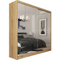 SCHWEBETÜRENSCHRANK Darix 200 cm mit Spiegel, 2-türig, artisan - Braun, Kunststoff (200/216/61cm) - Margaret Hadas24