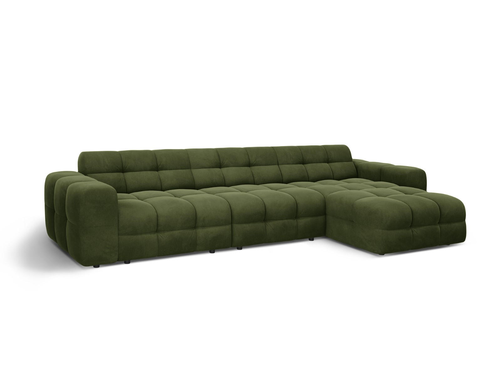 ECKSOFA rechts Kendal aus Samt armeegrün 5 Sitzplätze - Olivgrün, Textil (173/357cm) - Micadoni