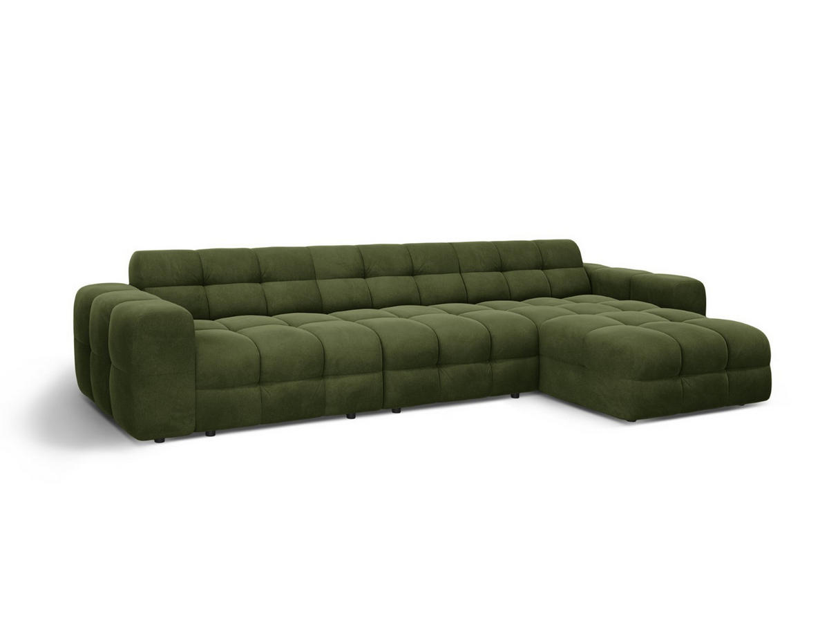 ECKSOFA rechts Kendal aus Samt armeegrün 5 Sitzplätze - Olivgrün, Textil (173/357cm) - Micadoni