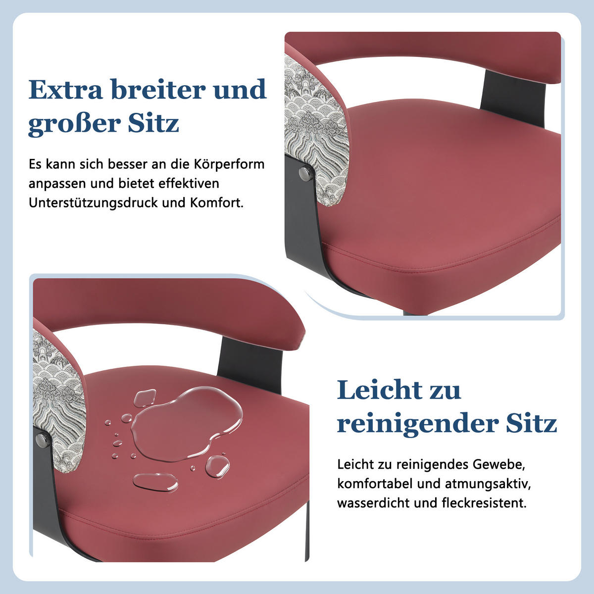 ARMLEHNSTUHL-SET DE-36711 2 Stück im Mid-Century-Modern-Stil mit gemusterter Rückenlehne Rot - Rot, Metall (48/77.3/46.5cm) - ComfortXL