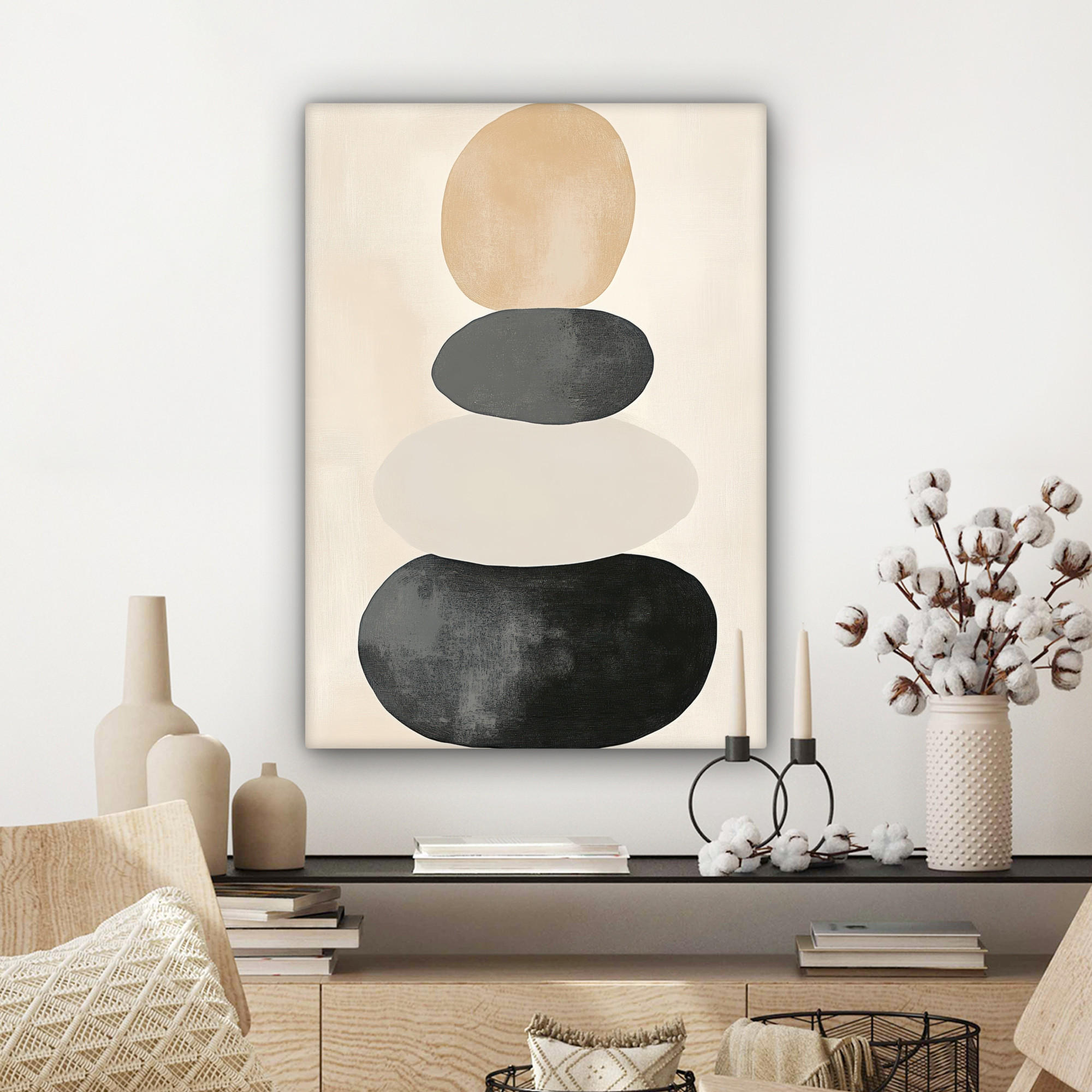 LEINWANDBILD Japandi - Wabi sabi - Beige 60x80 cm - Taupe, Textil (60/80cm) - MuchoWow