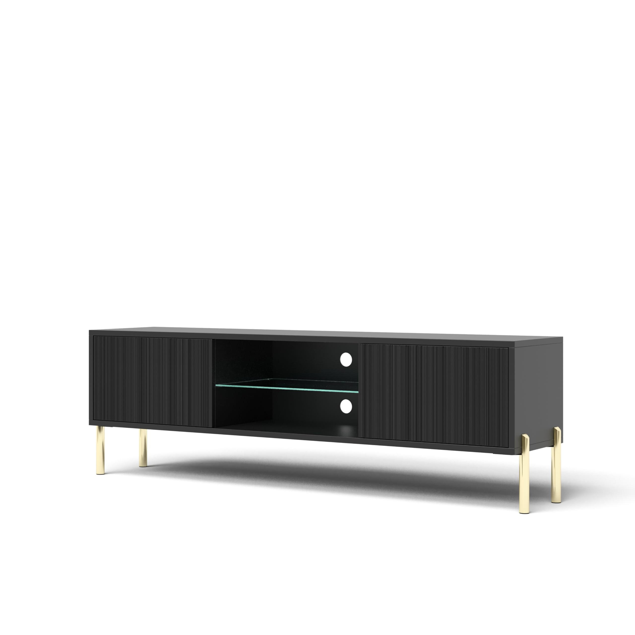 TV-SCHRANK Noxy 135x47x31,6 cm - Lowboard mit Stauraum - Tv Ständer aus Laminierter Spanplatte - Schwarz - Schwarz, Holzwerkstoff (160/55/40cm) - Chilly
