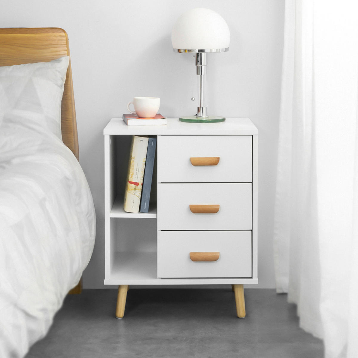 NACHTTISCH Weiß - Weiß, Holzwerkstoff (48/60/40cm) - SoBuy