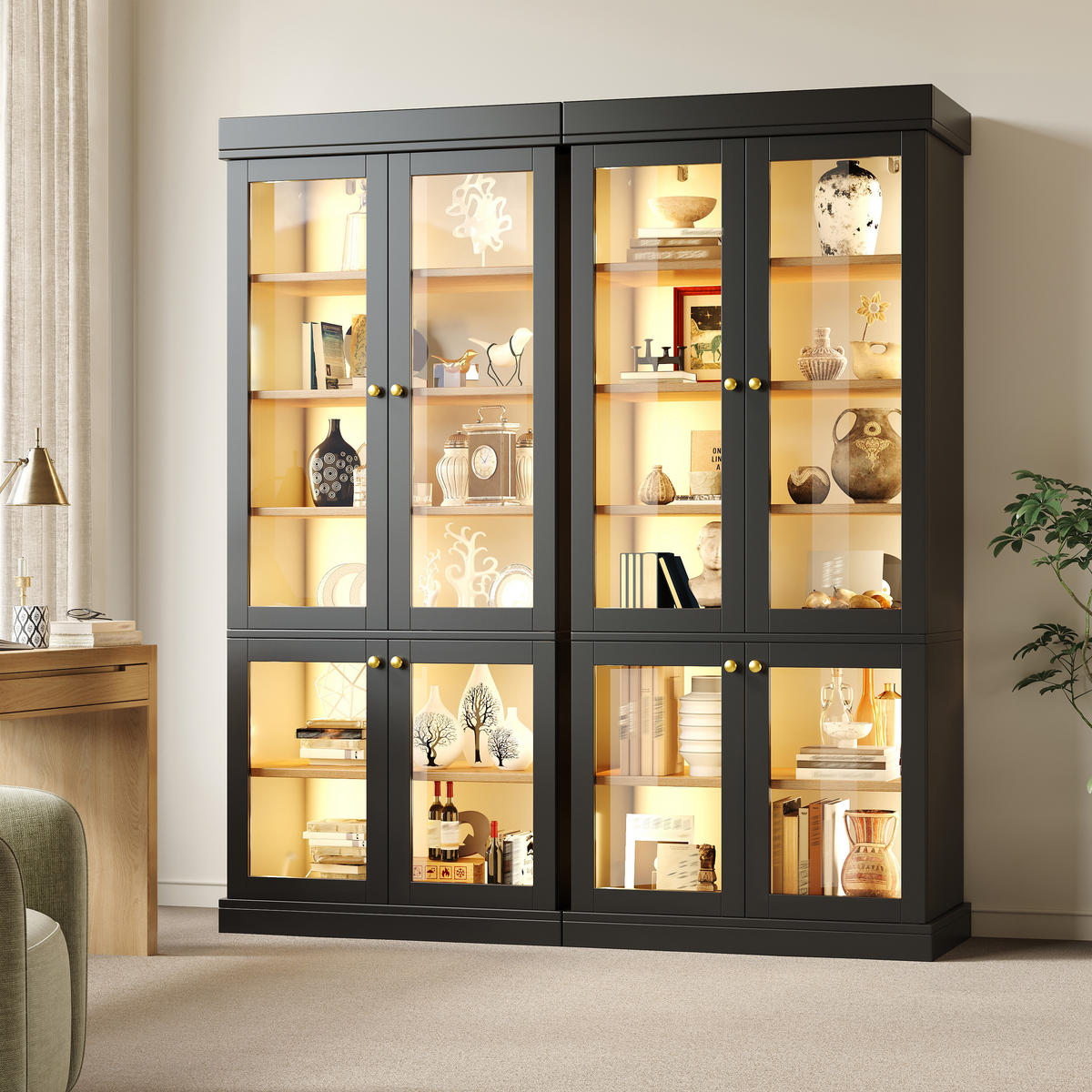 GESCHIRRSCHRANK Schwarz 160/40/180 - Schwarz, Holzwerkstoff (160/180/40cm)