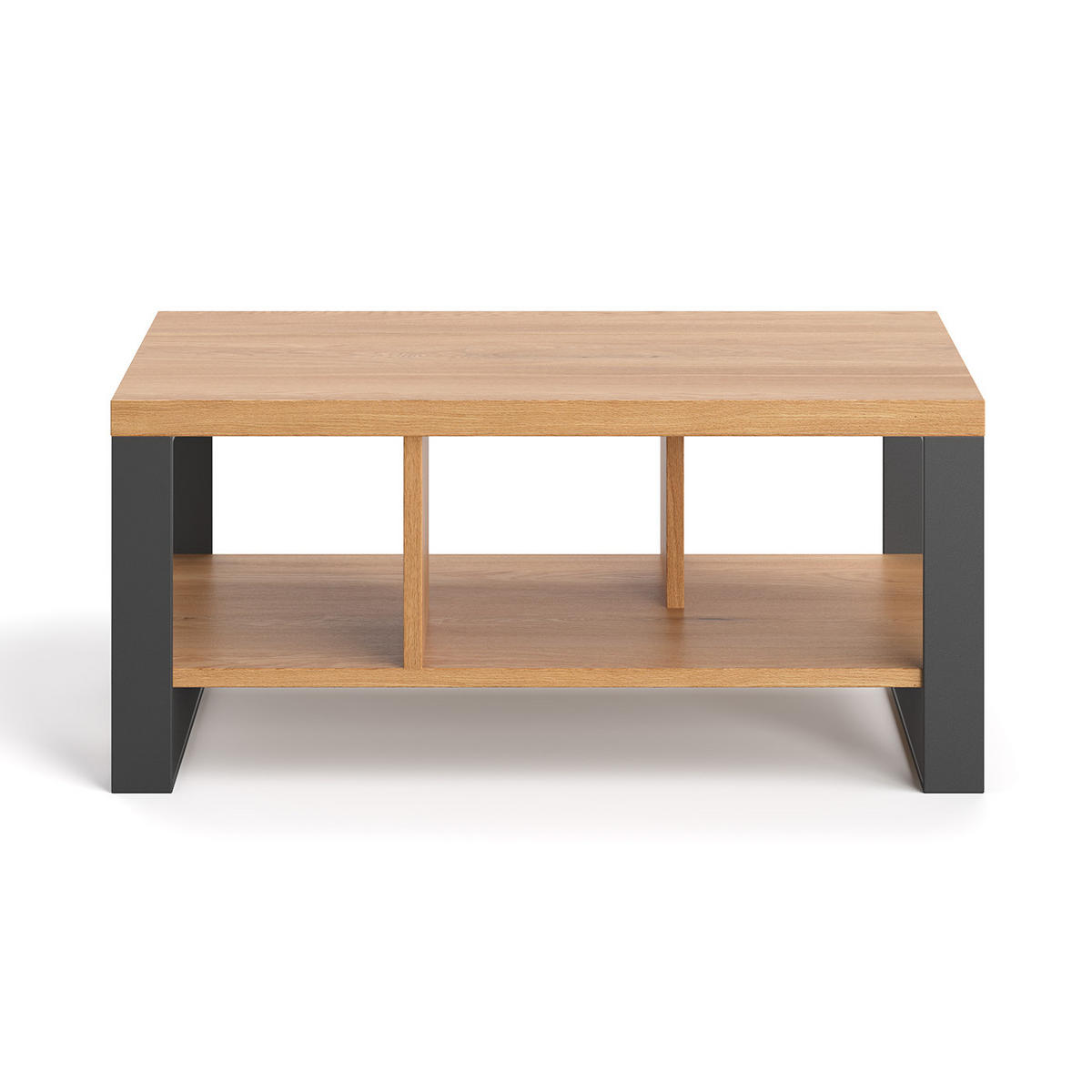 COUCHTISCH Volant aus massivem Eichenholz 80 cm - Eichefarben/Schwarz, Holz/Metall (80/60/45cm) - Danzz